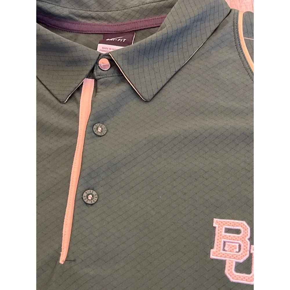 Nike Dri-FIT Baylor Bears‎ Polo Shirt Mens XXL Green Gold Short Sleeve Golf BU